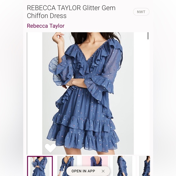 REBECCA TAYLOR Glitter Gem Chiffon Dress size 6 - Picture 1 of 3